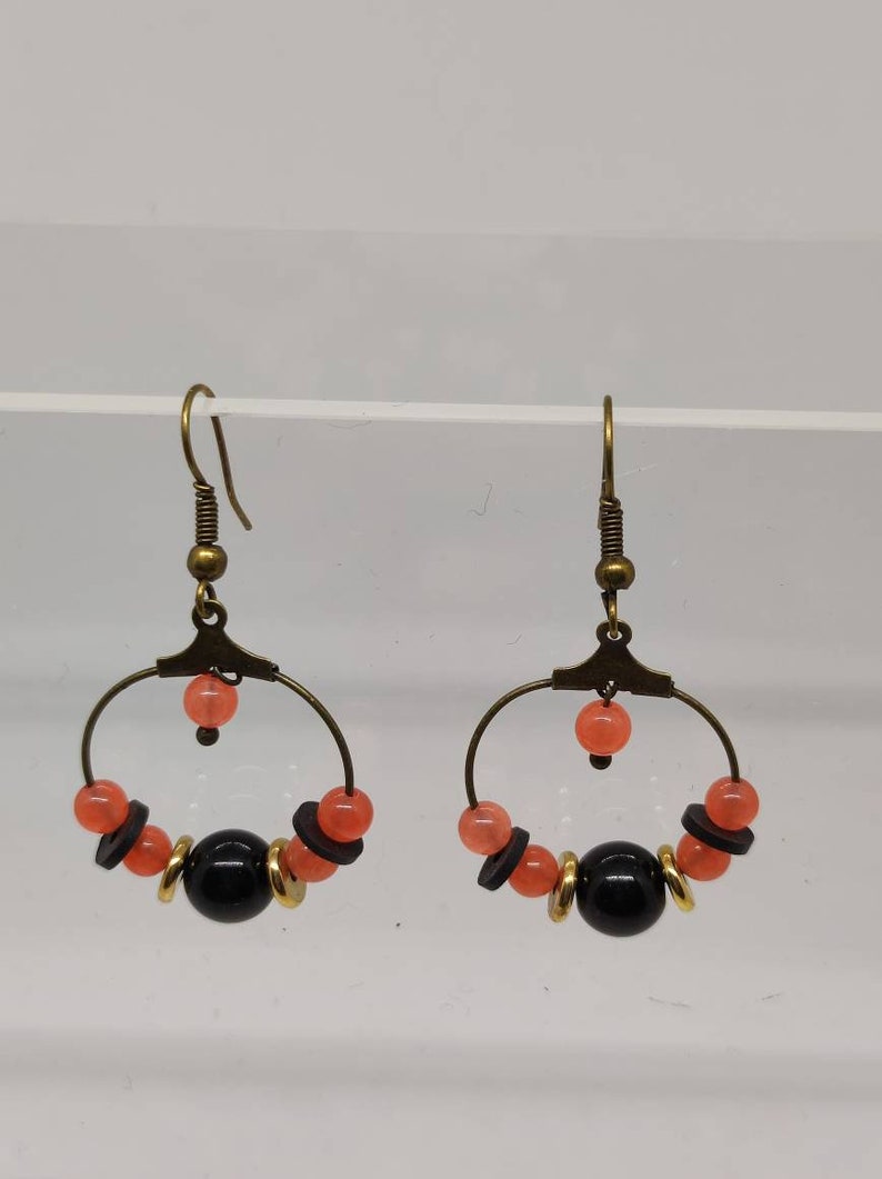 Boucles d'oreilles uniques Variations autour du rouge et du orange N°1