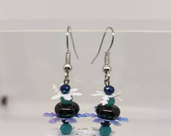 Boucles d'oreilles uniques - Variations autour du bleu