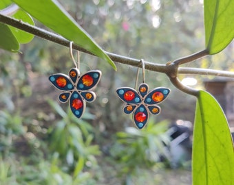 925 Solid Sterling Silver, Multi ColorouruCrystals Earrings