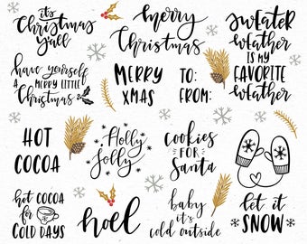 Christmas clipart / Christmas quotes / Christmas clip art / | Etsy