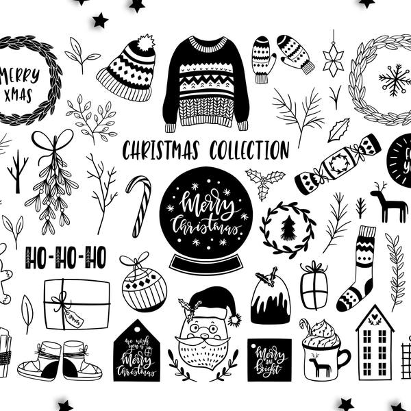 Weihnachten Clipart / Skandinavische Clip Art / Weihnachts Sprüche / Weihnachts Clip Art / Weihnachts Overlays / Winter / PNG / Vektor