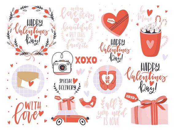 Valentine's Day / Clipart / Overlays / Love / Heart / Valentines Clipart /  romantic / Printables / PNG / vectors
