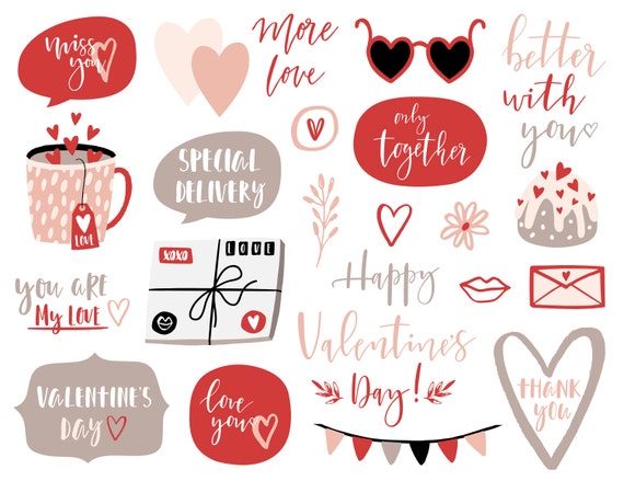 Valentine's Day / Clipart / Overlays / Love / Heart / Valentines Clipart /  romantic / Valentine / digital / Printables / PNG / vectors