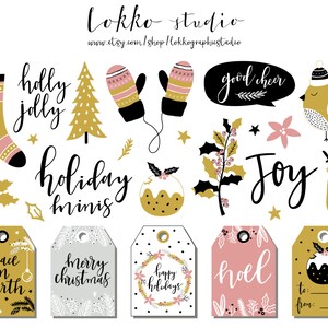 Christmas Clipart / Overlays / Florals / Tree / Gift tags / Sock / holiday clipart / Deer / Clipart / Printables