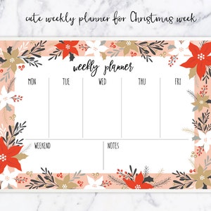 Christmas / Weekly Planner / Printable / PNG / Schedule / | Etsy