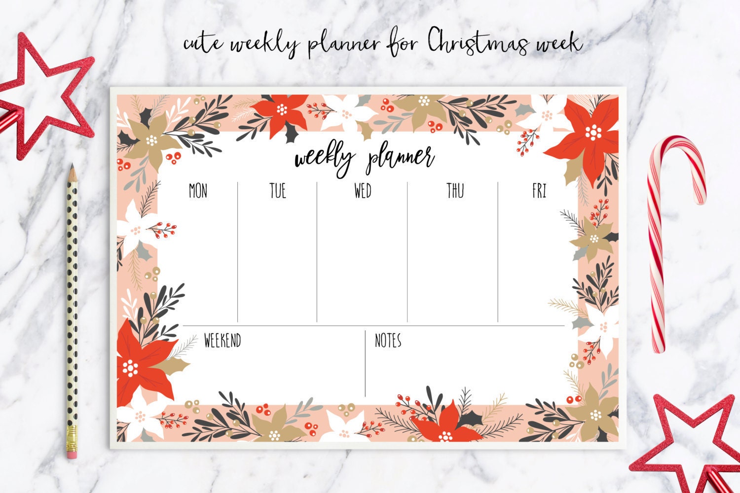 Christmas / Weekly planner / printable / PNG / Schedule / Etsy
