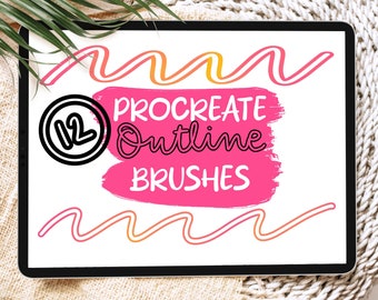 Procreate outline brush set, procreate brushes, procreate hand lettering brush pack, hand drawn, procreate calligraphy brush, ipad pro