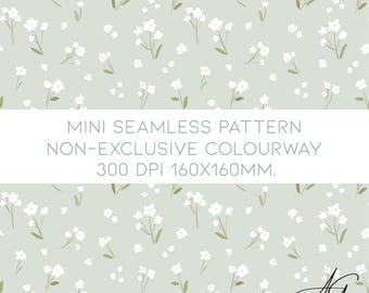 Wildflowers mini seamless pattern, kids clothes, children, sewing, seamless Fabric design repeat tile spring, summer, dainty, ditsy, floral