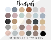 Procreate palette swatches, procreate color palette, neutral palette, brushes, iPad pro, neutrals palette, neutral colours, neutral shades