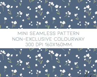 Wildflowers mini seamless pattern, kids clothes, children, sewing, seamless Fabric design repeat tile spring, summer, dainty, ditsy, floral