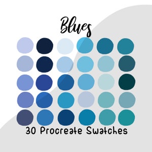 Procreate palette swatches, procreate color palette, blue palette procreate blue swatches, iPad, blue colour palette, denim palette, sea