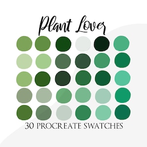 Procreate palette swatches, procreate color palette, nature palette, green swatches, green colour palette, plant, leaves palette procreate