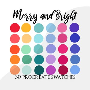 Procreate palette swatches, procreate color palette, bright rainbow palette, brushes, rainbow, bright colours, palette procreate, Christmas