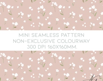 Wildflowers mini seamless pattern, kids clothes, children, sewing, seamless Fabric design repeat tile spring, summer, dainty, ditsy, floral