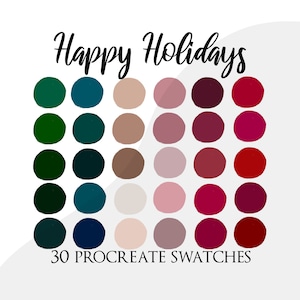 Procreate palette swatches, procreate color palette, Christmas colour palette, brushes, winter colors, holidays palette, Christmas palette