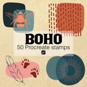 Procreate boho stamp brushes, procreate abstract brushes, procreate boho stamps, procreate geometric brush, procreate shapes stamps, doodle