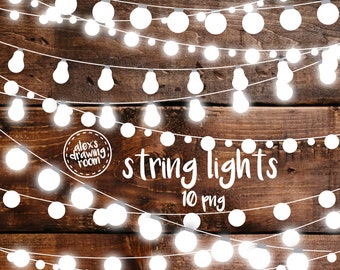 String lights clipart, light garland clipart, lights clipart, Christmas, wedding clipart, fairy lights clipart, digital string lights, white