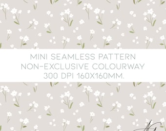 Wildflowers mini seamless pattern, kids clothes, children, sewing, seamless Fabric design repeat tile spring, summer, dainty, ditsy, floral