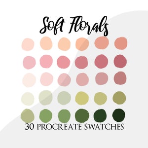 Procreate palette swatches, procreate color palette, soft colours palette, brushes, iPad, florals, flowers, floral palette procreate, pink