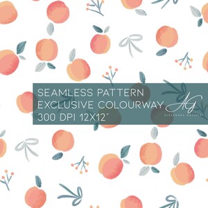 Exklusives nahtloses Musterdesign, Pfirsiche Kinderkleidung, Kinder, Nähen, Stoffrapportfliese Frühlingsfutter Sommer Pfirsich Obst Bögen Beeren
