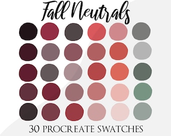 Procreate palette swatches, procreate color palette, cosy autumn colour palette, fall neutral color, cozy fall, boho fall, muted fall colors