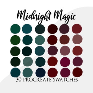 Procreate palette swatches, procreate color palette, dark colours palette, brushes, nature, florals, flowers, witch palette procreate, magic