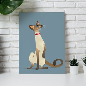 IMPRESIÓN DE GATO SIAMÉS / Arte de pared de gato / Lindo retrato de mascota / Ilustración de gatito / Dibujo de gato de dibujos animados / Personalizado