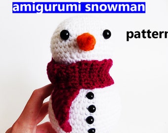 CROCHET PATTERN, Amigurumi Snowman, Crochet Snowman Pattern, Snowman Amigurumi Pattern, Snowman Doll PDF Pattern to Print