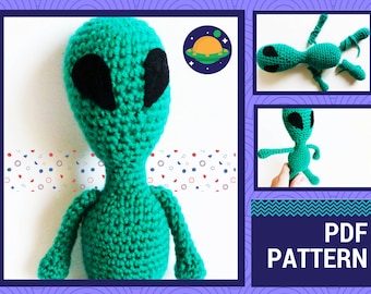 CROCHET PATTERN, amigurumi Alien, crochet Alien pattern, Alien amigurumi pattern, Alien doll PDF pattern to print