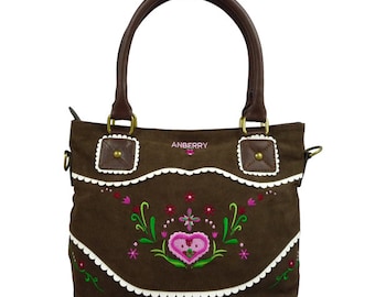 Berry handbag with shoulder strap, bag brown