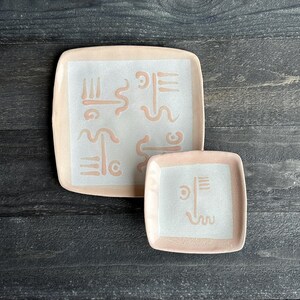 4 Piece Glidden Pottery Aztec Plates MCM Dinnerware 1950's