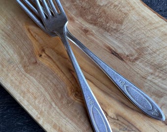 Antique Silverplate Dinner Forks Oneida Community Plate Adam 1917 Set of 2