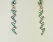 Native American Zuni handmade Sterling Silver Sleeping Beauty Turquoise Earrings