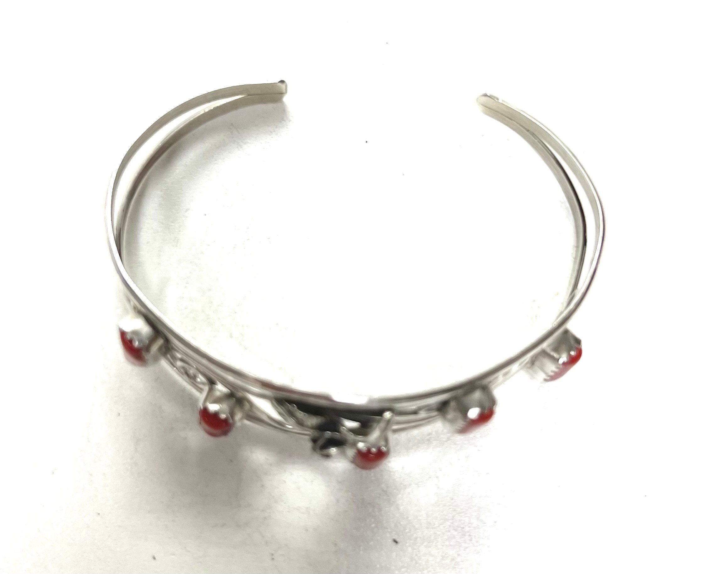 Native American Navajo Handmade Sterling Silver Coral Cuff Bracelet - Etsy