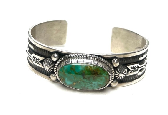 ヴィンテージ ナバホ　ターコイズバングル　スターリング　シルバー ハンドメイド 1940's ヴィンテージ ナバホ バングル ターコイズ スターリング