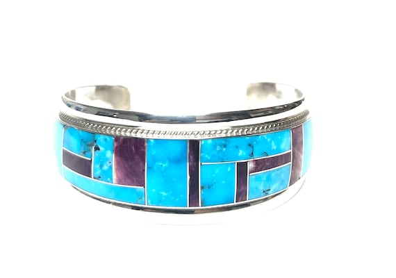 The Best Native American Navajo Purple Shell Sterling Silver Heavy Inlay Bracelet The Best Native American Navajo Purple Shell Sterling Silver Heavy Inlay Bracelet