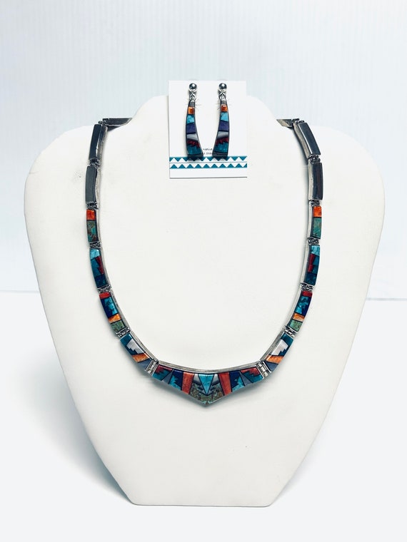 手作り認証本物のナバホ天然ターコイズニッケルネイティブアメリカンブレスレット 本物のグリーンターコイズイヤリング、スターリングシルバー、本物の