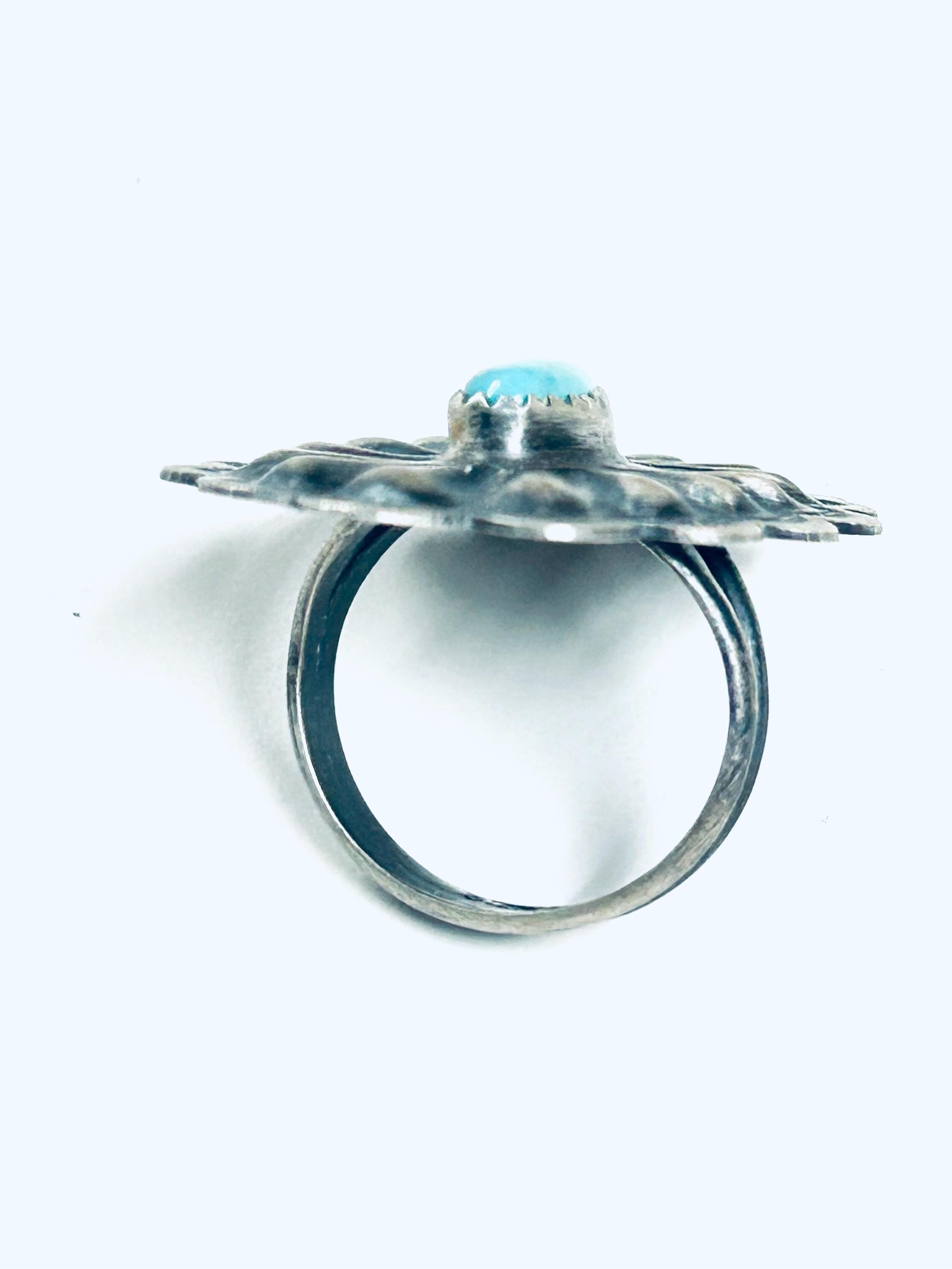Native American Navajo Handmade Sterling Silver Turquoise Stone Ring - Etsy