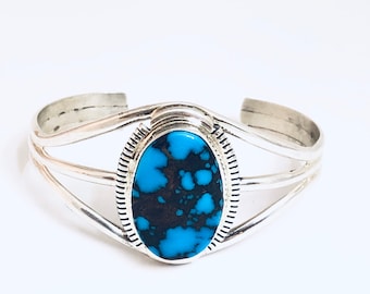 Native American Navajo Handmade Sterling Silver and Turquoise Bracelet