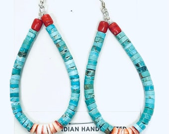Native American Navajo Handmade Turquoise Dangle Earrings