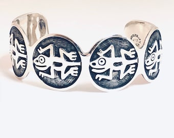 Native American Handmade Navajo Sterling Silver Cuff Bracelet