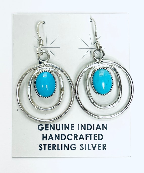 Orecchini pendenti vintage in argento sterling con turchese