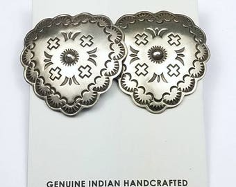 Native American Navajo handmade Sterling Silver post earrings