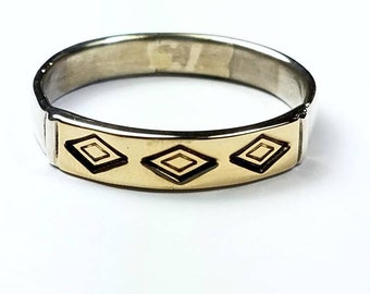 Native American Navajo handmade Sterling Silver 14K Gold overlay ring