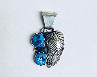 Native American Navajo handmade sterling silver turquoise pendant