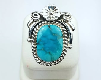 Native American Navajo handmade Sterling Silver Turquoise ring