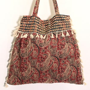 Sari Fabric Paisley Mirror work embroidery hand bag SHOULDER BAG