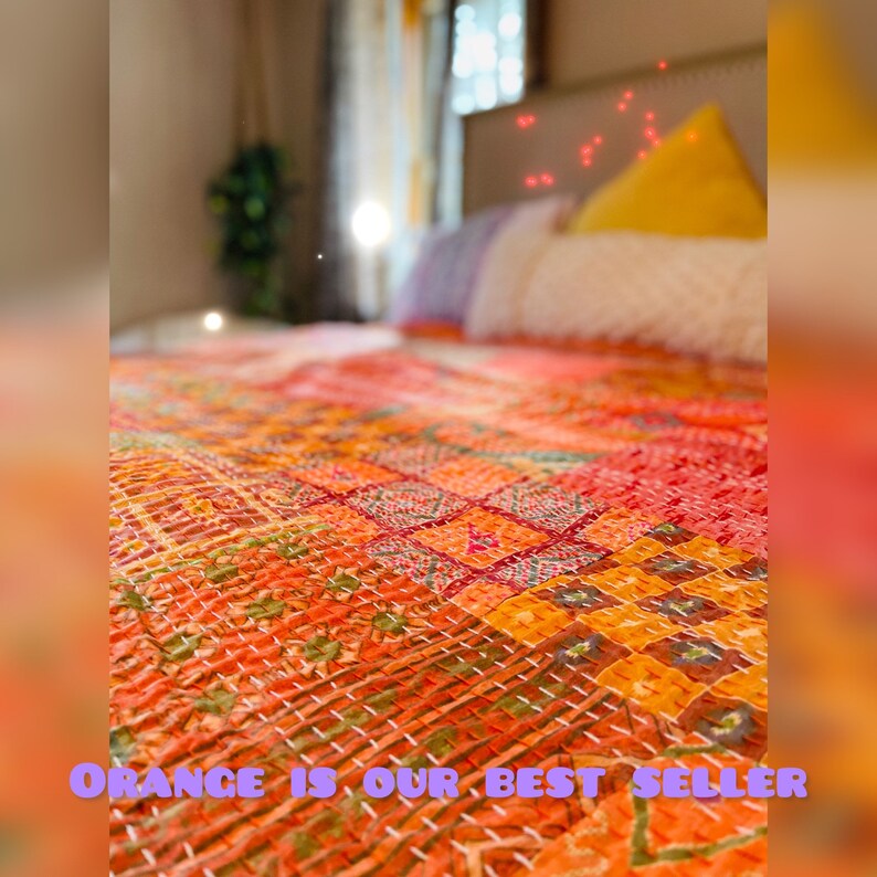 Vintage Silk Kantha Bedspread Boho Chic Original Bedding Home Etsy