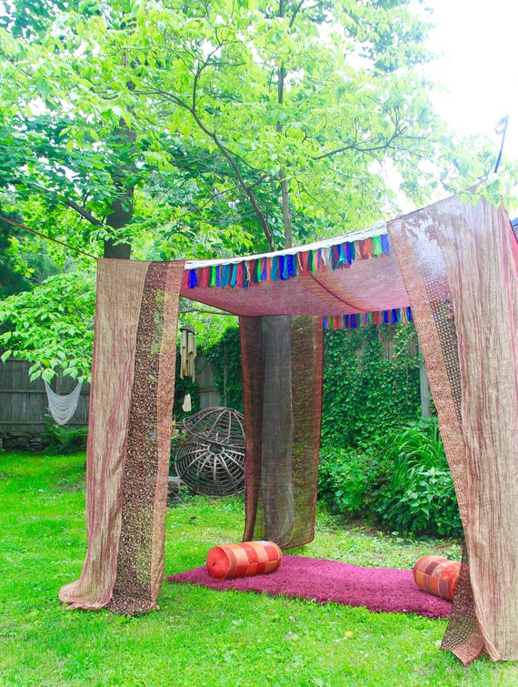 Sari Bed Canopy Tent Curtains Wedding Chuppah Sari Bed Canopy Tent, Outdoor Canopy Bed Curtains