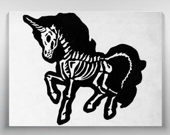 Unicorn Of Death. Black & White Ink on Canvas 24" x 32"